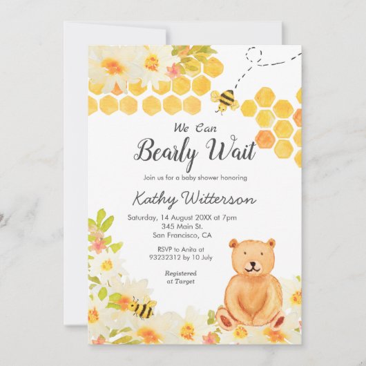 ビー我々は赤ちゃんシャワー招待状を心待ちできる 招待状 (正面)