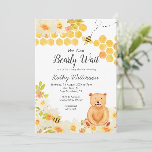 ビー我々は赤ちゃんシャワー招待状を心待ちできる 招待状 (スタンド正面)