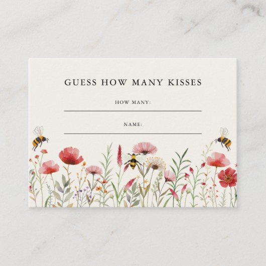 ビー推測いくつのキスブライダルシャワーゲームカード エンクロージャーカード (正面)