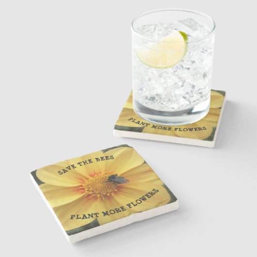 ビー救ズイエローダリアフローラ ストーンコースター (横)