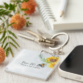 ビー救ズ-引用文，スローガンことわざひまわり花 キーホルダー (正面右)