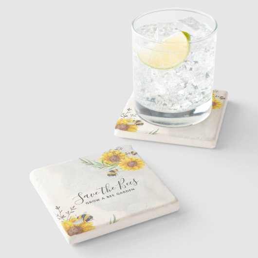 ビー救ズ-引用文,スローガンことわざひまわり花 ストーンコースター (横)