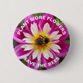 ビー救ズ(昆虫)マルハナバチオンピンクダリアフラワーオンピンク 缶バッジ