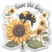 ビー救ズ(昆虫)マルハナバチ&ひまわり防水型 シール (正面)