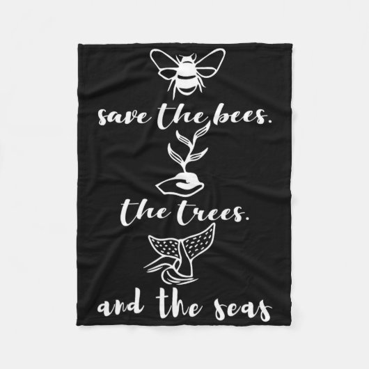 ビー救ツの木と海の環境の日の耳 フリースブランケット (正面)