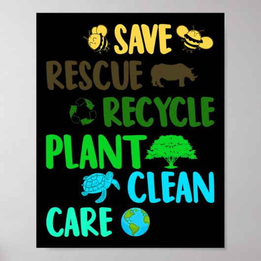 ビー救ツ救助動物リサイクルプラスティック地球の日 ポスター (正面)