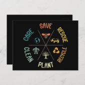 ビー救ツ救助動物リサイクルプラスティック地球の日 ポストカード (正面/裏面)