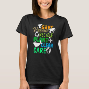 ビー救ツ救助動物リサイクルプラスティック地球ダ Tシャツ