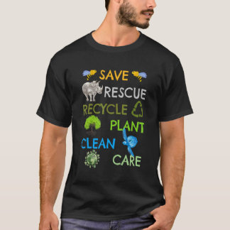ビー救ツ救助動物リサイクルプラットアースダ Tシャツ