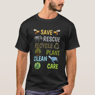 ビー救ツ救助動物リサイクルプラットアースダ Tシャツ