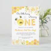 ビー最初の1歳の誕生日パーティの招待状ボーイガール 招待状 (スタンド正面)