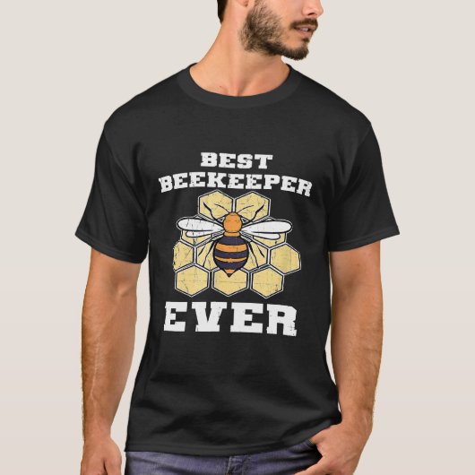 ビー最高のビーキーパーエバー養蜂レトロハニカム Tシャツ (正面)