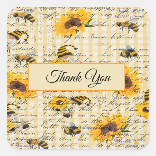 ビー格言ひまわり スクエアシール (正面)