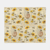 ビー格言ひまわり フリースブランケット (正面(横))