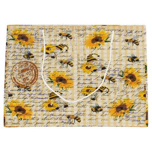 ビー格言ひまわり ラージペーパーバッグ (正面)