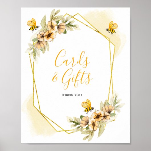 ビー植物性水彩カードとギフトサイン ポスター (正面)