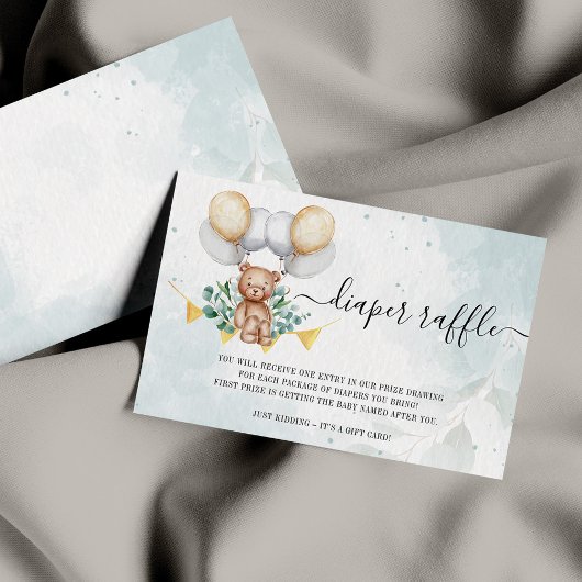 ビー玉待ちオムツラッフルベビーシャワーカード サンキューカード