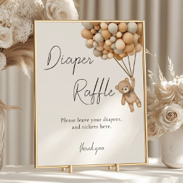 ビー玉待ち赤ちゃんシャワーおむつラッフルサイン ポスター