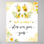 ビー男の子か女の子お願いあなたの推測のサイン衣服 ポスター (正面)