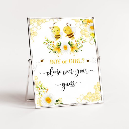 ビー男の子か女の子お願いあなたの推測のサイン衣服 ポスター