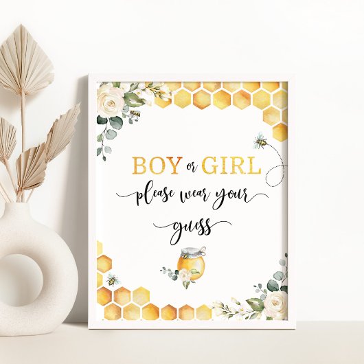 ビー男の子か女の子お願いあなたの推測のサイン衣服 ポスター