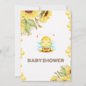 ビー男女兼用ヒマワリ赤ちゃんシャワー 招待状 (裏面)