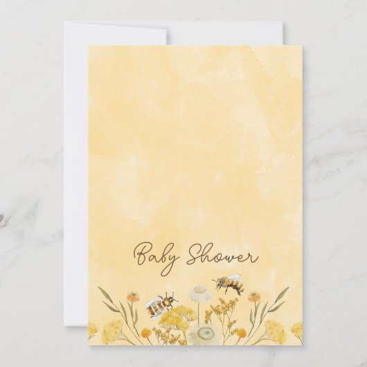 ビー男女兼用ワイルドフラワーベビーシャワー 招待状 (裏面)
