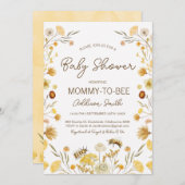 ビー男女兼用ワイルドフラワーベビーシャワー 招待状 (正面/裏面)