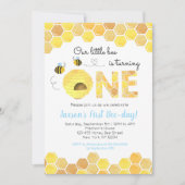 ビー第1誕生日の男の子パーティの招待状 招待状 (正面)