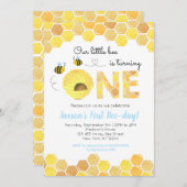 ビー第1誕生日の男の子パーティの招待状 招待状 (正面/裏面)