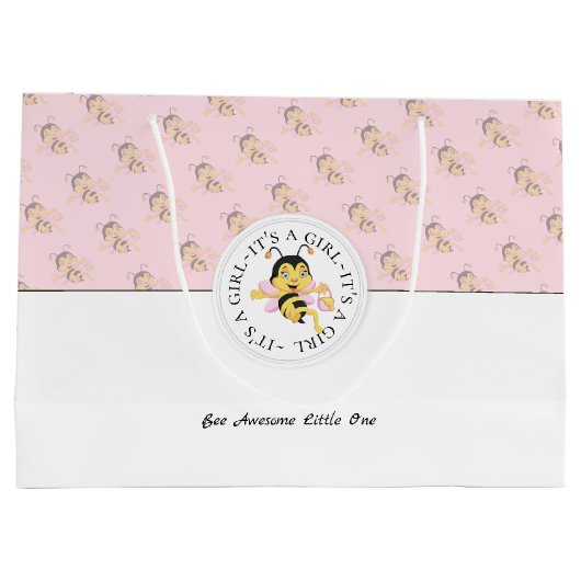 ビー素晴らしベビーガール |モノグラパーソナライズされたム ラージペーパーバッグ (裏面)