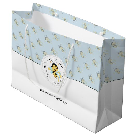 ビー素晴らし男の赤ちゃん |モノグラパーソナライズされたム ラージペーパーバッグ (正面アングル)