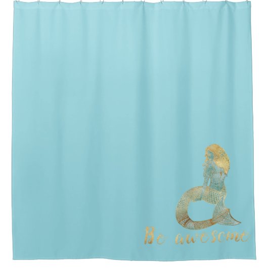 ビー素晴らし金ゴールドアクアスパークルマーメイド シャワーカーテン (正面)