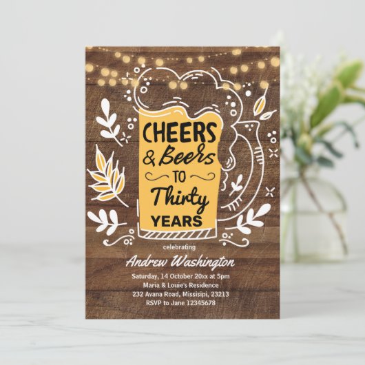 ビー素朴アと応援の男性30歳の誕生日 招待状 (スタンド正面)