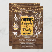 ビー素朴アと応援の男性30歳の誕生日 招待状 (正面/裏面)