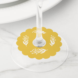 ビー素朴イエローワ空白のインラベル ワイングラスタグ