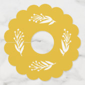 ビー素朴イエローワ空白のインラベル ワイングラスタグ (正面)