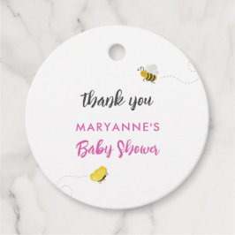 ビー素朴チ&バタフライガールベビーシャワー付きコウノトリ フェイバータグ