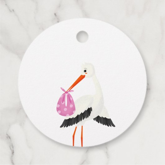 ビー素朴チ&バタフライガールベビーシャワー付きコウノトリ フェイバータグ (裏面)