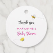 ビー素朴チ&バタフライガールベビーシャワー付きコウノトリ フェイバータグ (正面)