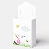 ビー素朴チ&バタフライガールベビーシャワー付きコウノトリ フェイバーボックス (オープン)