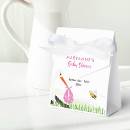 ビー素朴チ&バタフライガールベビーシャワー付きコウノトリ フェイバーボックス