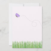 ビー素朴チ&バタフライガールベビーシャワー付きコウノトリ 招待状 (裏面)