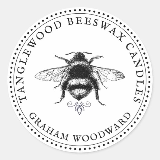 ビー素朴ビーワックスキャンドル製品ラベル ラウンドシール (正面)