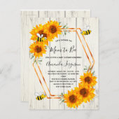 ビー素朴ビー赤ちゃんシャワーひまわり木製招待状 ポストカード (正面/裏面)