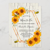 ビー素朴ベイビーシャワーひまわり白木 招待状 (正面/裏面)