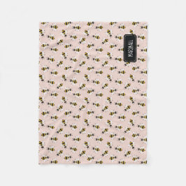 ビー素朴ベビーガールブランケット付名前をカスタムする フリースブランケット