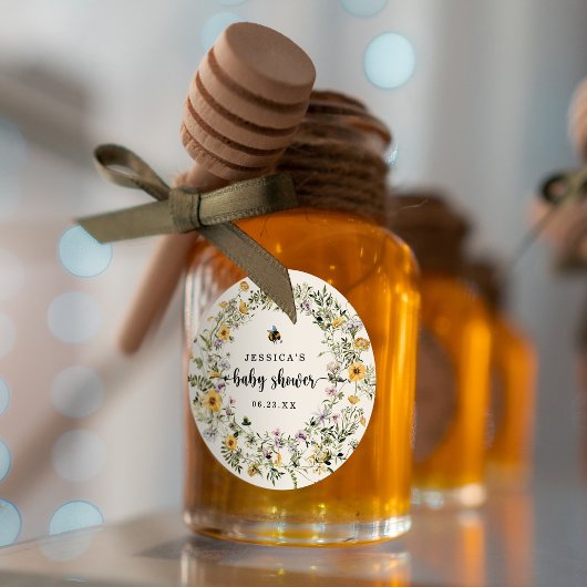 ビー素朴ワイルドフラワー赤ちゃんシャワーラウンドステッカー ラウンドシール