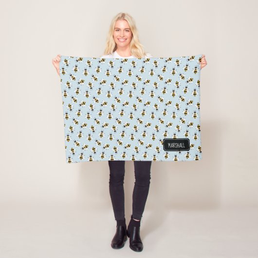 ビー素朴男の赤ちゃん毛布名前をカスタムする フリースブランケット (インサイチュ)