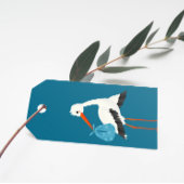 ビー素朴&バタフライボーイベビーシャワー付きコウノトリ ギフトタグ